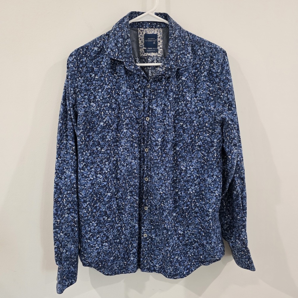 Essex Crossing Mens Floral Button Up Shirt Size Large Modern Fit Business Casual
